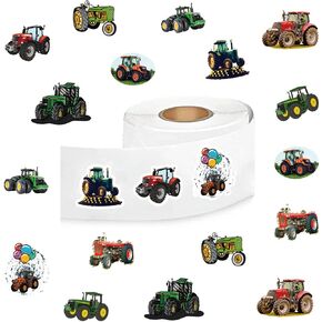 Tractor Stickers (500 pcs), 10 Sheets Graphic Aesthetics Cartoon Decal Roll Self Adhesive Seals for Kids Girls Boys Teen Birthday Party Decorations Water Bottle Laptop Scrapbook Cards Envelopes