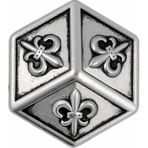 Bezelry 12 Pieces Hexagonal Fleur De Lis Metal Shank Buttons. 23mm (7/8 inch) (Retro Silver)