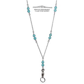 Women's Strong Stainless Steel Chain Lanyard, 34" Made in USA, ID Badge Card Holder Teacher Nurse Cruise Keys Phone