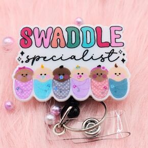 NICU Badge Reel - Cute Nurse Badge Cenle مع مقطع التمساح القابل للسحب والمفاتيح - هدايا NICU ممرضة لممرضات العمل والتوصيل وطلاب التمريض - إكسسوارات ممرضة أساسية للعمل.