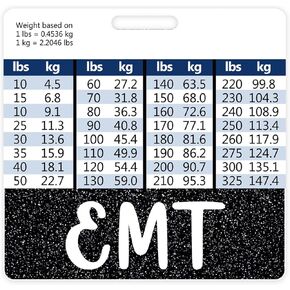 Plifal EMT Badge Buddy Card Holder Nursing Accessories Black Emergency Medical Technician Horizontal ID Name Identification Tags Nurse Work W Height & Weight Conversion Charts