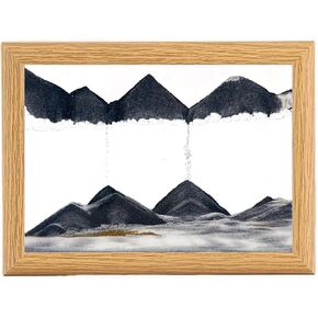 rysnwsu Moving Sand Art Liquid Motion, 3D Deep Sea Sandscape Color Quicksand Decor,Wooden Frames Moving Sand Art Picture Relaxing Desktop Home Office Work Decor (7'', Purple)