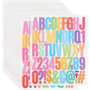 720 Pieces 20 Sheets Self-Adhesive Colorful Glitter Uppercase Letters Stickers, Large Letter Stickers, Alphabet Stickers for Classroom Decoration, Office, Mall