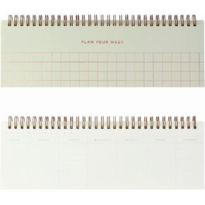 Weekly Desk Planner for Scheduling and Simple Planning - 78 Undated Weekly Spreads - 11 x 3.5 in - Hazel Cream
