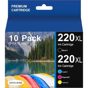 استبدال خرطوشة الحبر 220XL لـ EPSON 220XL 220 XL T220 XL لاستخدامها مع WF-2760 WF-2750 WF-2650 WF-2630 XP-420 XP-320 XP-424 WF-2660 (4Black ، 2-ell ، 2Cyan ، 2Magenta ، 10 Pack)