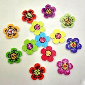 100Pcs Mixed Color 2-Holes Wooden Buttons Flower Dots DIY Gorgeous Sewing Decoration Scrapbooking Buttons(0.79inch)
