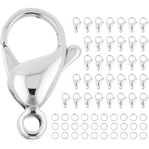 Mandala Crafts SS Lobster Claw Clasps for Jewelry Making - 100 Stainless Steel Lobster Clasp Kit - 9mm Lobster Clasps Jewelry Clasps for Necklace Bracelet Charm Fasteners