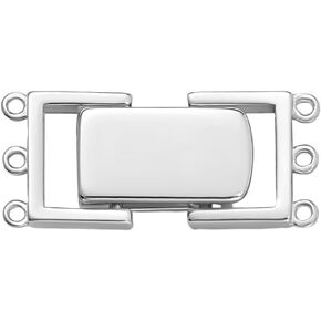 PH PandaHall 925 Sterling Silver Layered Detangler Clasp 3 Strands Necklace Layering Clasps Necklace Connectors Bar Links Slide Lock for Jewellery Making DIY Crafts, Silver 20x9x4mm, Hole: 0.8mm
