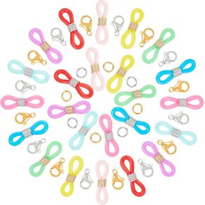 GORGECRAFT 130Pcs 8 Colors Glasses Chain Ends Colorful Adjustable Eyeglass Chain Strap Necklace Loop Holder Anti-Slip Rubber Connectors Loop Safety Retainer with Lobster Clasp for Sunglasses