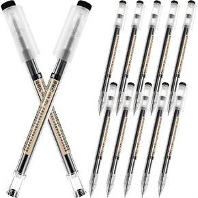 12 Pieces Black Fine Tip Pens 0.35 mm Gel Ink Pen Extra-Fine Ballpoint Pen for Journaling Writing Office Note Taking Drawing Art Japanese Style School Students Stationery Supply