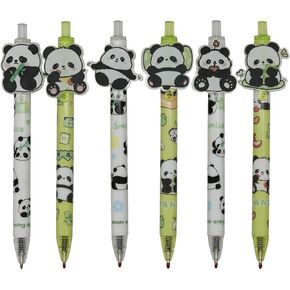 12PCS Cute Panda Pens Retractable gel Pen Novelty Animal Pens Roller ball Black Ink For School Supplies Office Party Birthday.