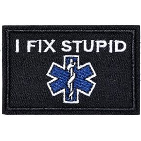 I Fix STU Pid EMT Patch, Funny Medic Military Emblem Badge Patch, Morale Patch, Moral Patch, Meme Patch, Hook and Loop, Embroidered Patch for Tactical Backpacks, Clothing, Jeans, Hats, Bags, Jersey