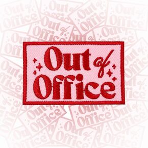 Out of Office Patch 3 Inches Iron On/Sew On Embroidered Applique Patch for Clothes Backpacks Hats, Funny Workplace DIY Blue Collar, Hard Hat Accessories Gifts for Mom Dad Friends Coworkers