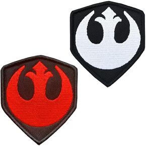 2 Pcs Red and White Movie Film Rebel Alliance Flag Patch Tactical Military Embroidered Fastener Hook & Loop Applique Emblem Funny Patches for Backpacks,Jacket,Vest,Bags,Clothes,Jeans,Caps,Hats