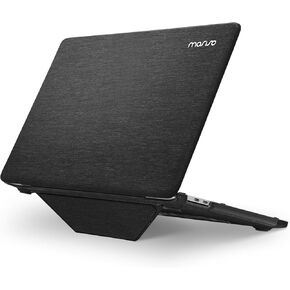 MOSISO Compatible with MacBook Pro 13 inch Case M2 2025, 2024, 2023, 2022-2016 A2338 M1 A2251 A2289 A2159 A1989 A1708 A1706, Knit Fabric Coated Plastic Hard Shell Case with Fold Kickstand, Black
