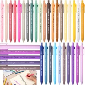 Janlaugh 30 Pcs Inspirational Pens Bulk Quotes Motivational Ballpoint Pens with Stylus Tip Fine Point Smooth Writing Funny Positive Thank You for Coming Gifts Men Women Office, Black Ink