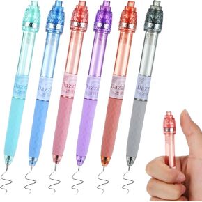 6pcs Fidget Pen, Rotating Gel Pens 0.5mm Fine Point Black Ink Ballpoint Pen Smooth Writing Rotating Stress Relief Pen Quick Dry Neutral Pens for Writing and Drawing School Office Gifts