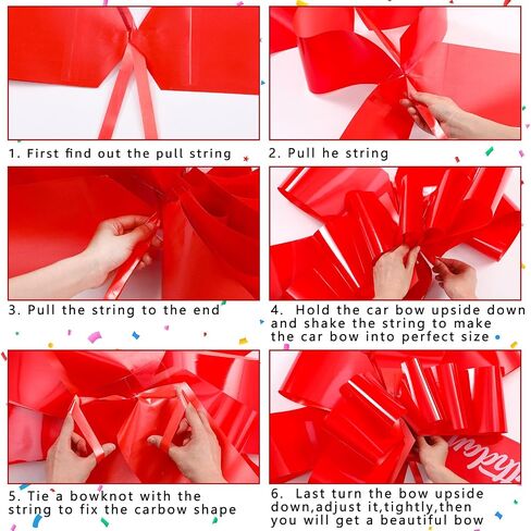 Happy Birthday Car Bow Sweet 16 Big Car Pull Bow 30 Inch Giant Car Gift Wrapping Bow for Birthday Party Car Decorations(Rose Red) in Kuwait
