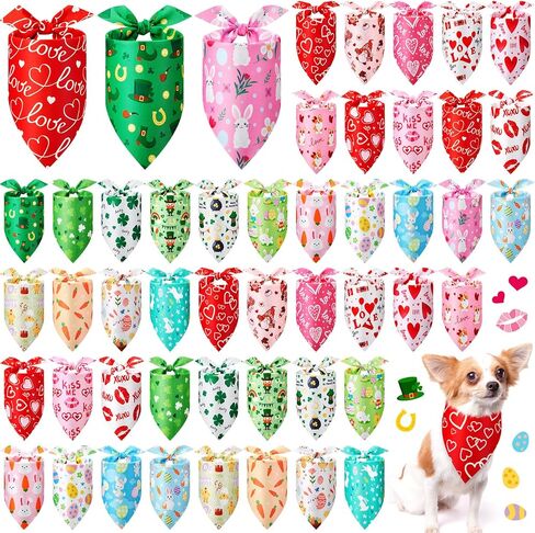 50 Pcs Blue Paw Print Dog Bandanas Bulk Footprint Bandanas for Dogs Triangle Kerchief Scarf Bibs Set for Pets Puppy Doggie Party Costume Accessories (31. 5 x 21. 7 x 21. 7 Inch) in Kuwait