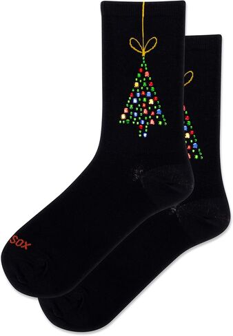 HOTSOX Women's Santa Mona Lisa Crew Sock 1 Pair Pack, Black, Women's Shoe Size 4-10 in Saudi Arabia