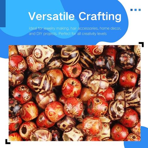 100pcs 12 مم حبات الشعر للنساء الخرز الخشبي للحرف الخشبية حبات الشعر للضرود للشعر الطبيعية المطلية (100pcs 12mm) in Kuwait