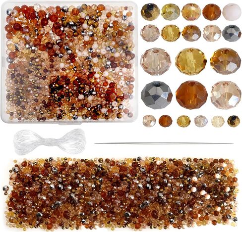 TOAOB 1000pcs Briolette Crystal Glass Beads 4mm 6mm 8mm Rondelle Faceted Spacer Beads Brown Loose Beads for Bracelets Necklace Earrings Jewelry Making in Kuwait