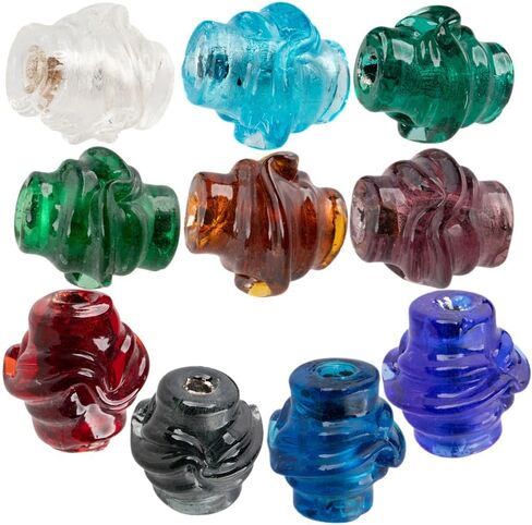 Craft County Metallic Glass Beads - مجموعة واسعة من الألوان - الأزرق مع رقائق الفضة (10 عبوات) in Kuwait