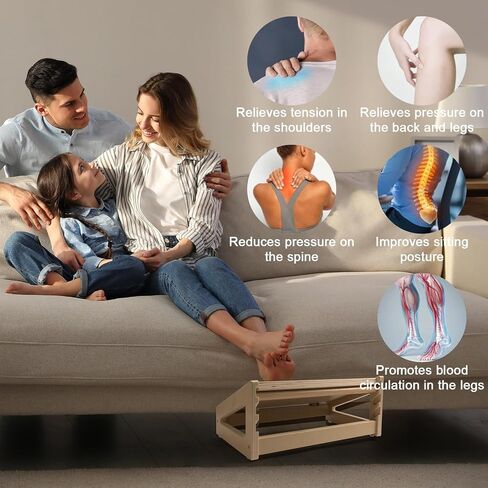 WOOD CITY Foot Rest for Under Desk at Work, 3 Heights Adjustable Footrest with Silicone Surface, 2 in 1 Foot Stool Improve Posture, Reduce Fatigue & Pain, Ideal for Home/Office/Gaming (Natural) in Saudi Arabia