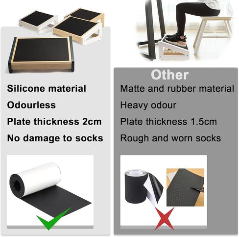 WOOD CITY Foot Rest for Under Desk at Work, 3 Heights Adjustable Footrest with Silicone Surface, 2 in 1 Foot Stool Improve Posture, Reduce Fatigue & Pain, Ideal for Home/Office/Gaming (Natural) in Kuwait