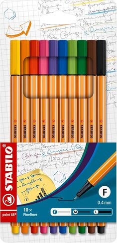 STABILO Fineliner point 88 - Pack of 10 - Assorted Colors in Kuwait