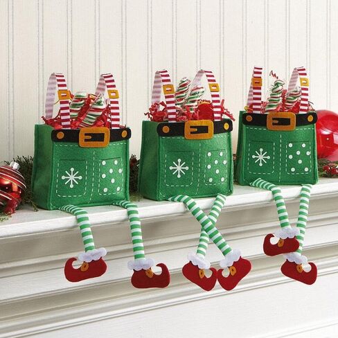 Elf Pants Christmas Treat Bags, Set of 6 Gift Bags for Children Holiday Parties Teachers Decorations in Saudi Arabia