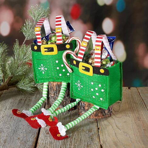 Elf Pants Christmas Treat Bags, Set of 6 Gift Bags for Children Holiday Parties Teachers Decorations in Saudi Arabia