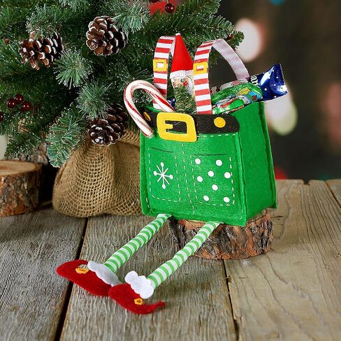 Elf Pants Christmas Treat Bags, Set of 6 Gift Bags for Children Holiday Parties Teachers Decorations in Saudi Arabia