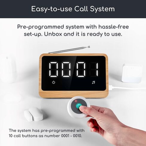 Wireless Call Light System with Call Buttons for Elderly at Home Call Bell for Clinic Seniors Assisted Living Emergency Wellness Center Hospital Restaurant, Maple Wood Texture in Saudi Arabia