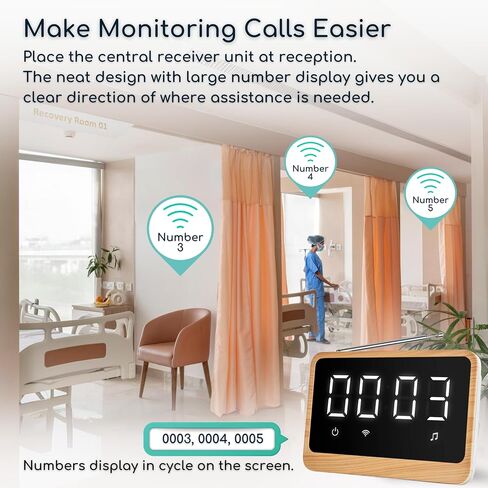 Wireless Call Light System with Call Buttons for Elderly at Home Call Bell for Clinic Seniors Assisted Living Emergency Wellness Center Hospital Restaurant, Maple Wood Texture in Saudi Arabia