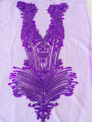 100% Handmade Rhinestones Applique on White net sew on Beads Crystal Patches Accessory for Dress Clothes (Silver 2) in Kuwait