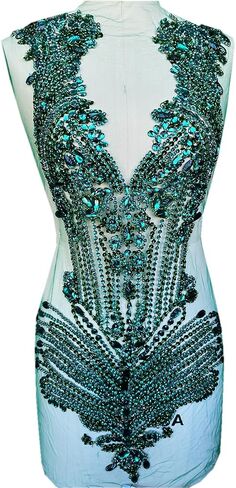 100% Handmade Rhinestones Applique on White net sew on Beads Crystal Patches Accessory for Dress Clothes (Silver 2) in Kuwait
