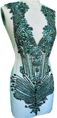 100% Handmade Rhinestones Applique on White net sew on Beads Crystal Patches Accessory for Dress Clothes (Silver 2) in Kuwait