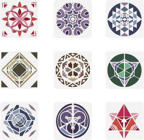 Nbeads 12pcs 12 أنماط زهرة الإستنسل ، 11.8 × 3 بوصة من زهرة طلاء جدار الطلاء قابلة لإعادة الاستخدام قابلة لإعادة الاستخدام in Kuwait