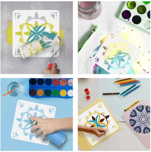 Nbeads 12pcs 12 أنماط زهرة الإستنسل ، 11.8 × 3 بوصة من زهرة طلاء جدار الطلاء قابلة لإعادة الاستخدام قابلة لإعادة الاستخدام in Kuwait