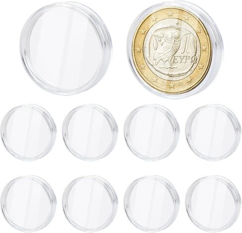 10 Pcs 42mm Clear Coin Capsules, Plastic Silver Dollar Coin Holder, Coin Cases for Collectors, Coin Plastic Case for Coin Collection American Silver Eagle Liberty Coin &JFK Half Dollar & Bitcoin in Kuwait