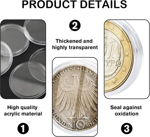 10 Pcs 42mm Clear Coin Capsules, Plastic Silver Dollar Coin Holder, Coin Cases for Collectors, Coin Plastic Case for Coin Collection American Silver Eagle Liberty Coin &JFK Half Dollar & Bitcoin in Kuwait