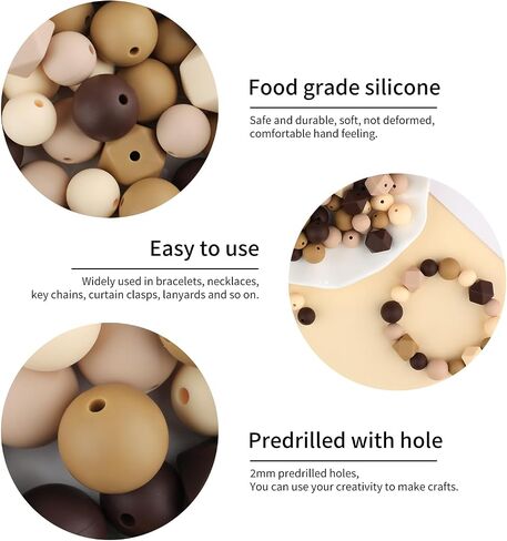 70Pcs 15 mm Silicone Beads, Cow Print Silicone Beads, Leopard Rubber Beads, Colorful Round Spacer Beads for Making DIY Necklaces Bracelet Keychain (10 Color) in Saudi Arabia