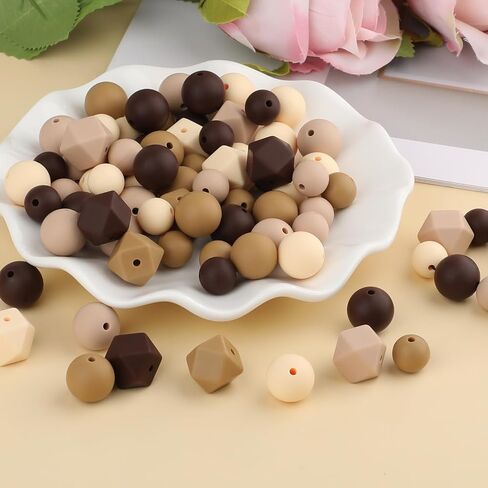 70Pcs 15 mm Silicone Beads, Cow Print Silicone Beads, Leopard Rubber Beads, Colorful Round Spacer Beads for Making DIY Necklaces Bracelet Keychain (10 Color) in Saudi Arabia