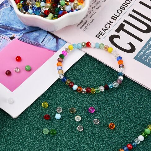 500 Pcs Faceted Glass Beads, 4mm Crystal Glass Beads, Faceted Rondelle Beads with 1mm Holes for Bracelets Necklace Pendants Earrings DIY Craft Jewelry Making (Multicolour) in Saudi Arabia