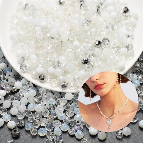 500 Pcs Faceted Glass Beads, 4mm Crystal Glass Beads, Faceted Rondelle Beads with 1mm Holes for Bracelets Necklace Pendants Earrings DIY Craft Jewelry Making (Multicolour) in Saudi Arabia