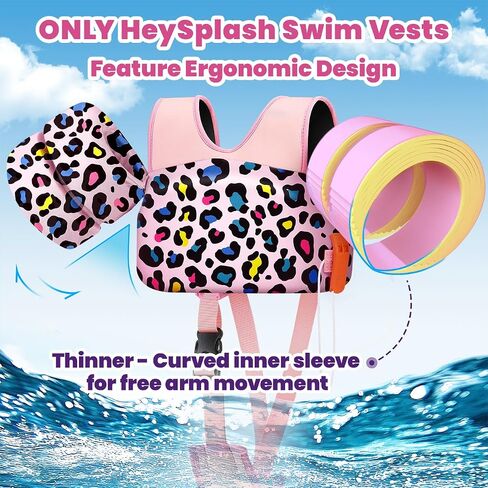 HeySplash Kids Swimming Vest, Toddler Floaties Fit 33-70 Lbs, Puddle Kids Jumper with Adjustable Strap, Swim Jacket Water Wing Arm Baby Float, Pool Beach Sea Swimming Aid for Boys 2-7 Years,Full Crab in Saudi Arabia