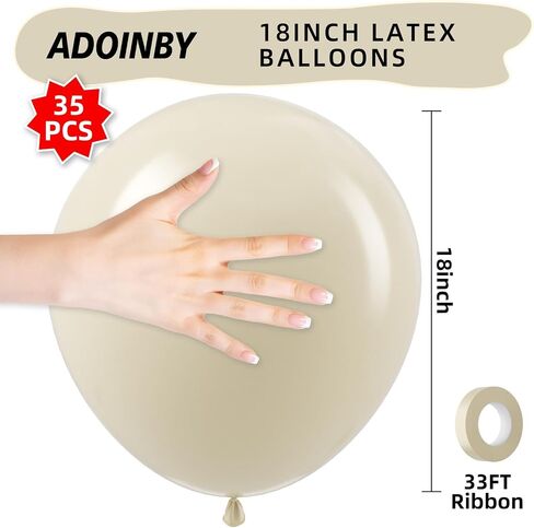 18 Inch White Sand Large Balloons - 35Pcs Thick Sand White Cream Balloons Big Round Latex Party Balloons for Birthday Baby Shower Wedding Graduation Themed Party Decorations in Saudi Arabia