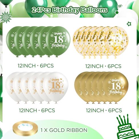40th Birthday Balloons 24Pcs Sage Green Gold Fortieth Birthday Latex Balloons Confetti Balloons Green Gold 40th Birthday Party Decorations for Women Men 40 Year Birthday Anniversary Supplies 12inch in Kuwait