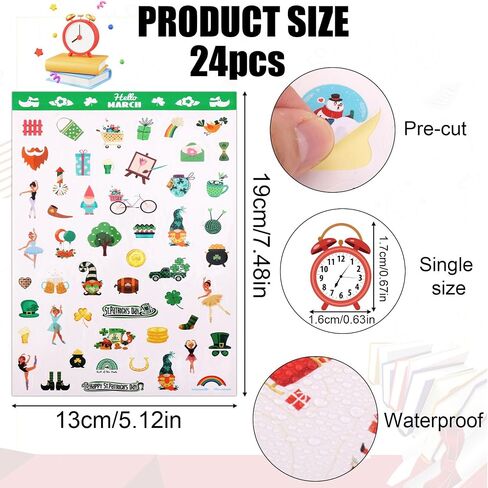 12 Sheets Daily General Events Kids Teens Gift Holiday Stickers12 Styles, Monthly Celebrations Planner Stickers Supplies for Calendar Journal Occasion Scrapbooking in Kuwait